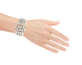 14k White Gold .75ct G VS2 (3) Spacer Round Diamond Vintage 4 Strand 6mm Salt Water Pearl Bracelet